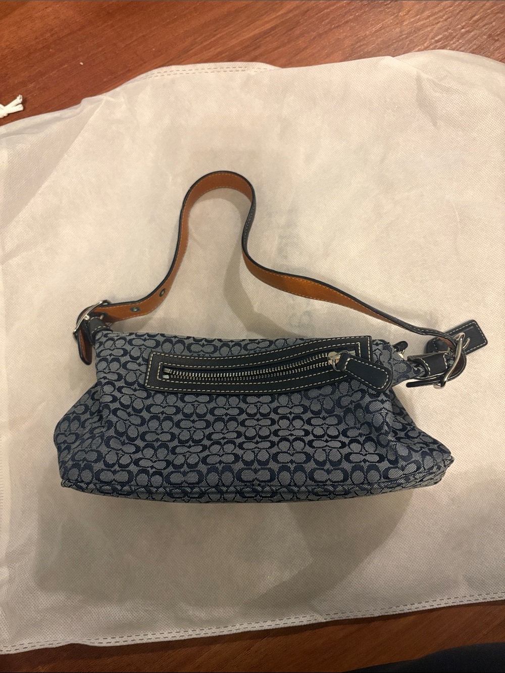 Coach Blue Signature Jacquard Small Hobo Bag